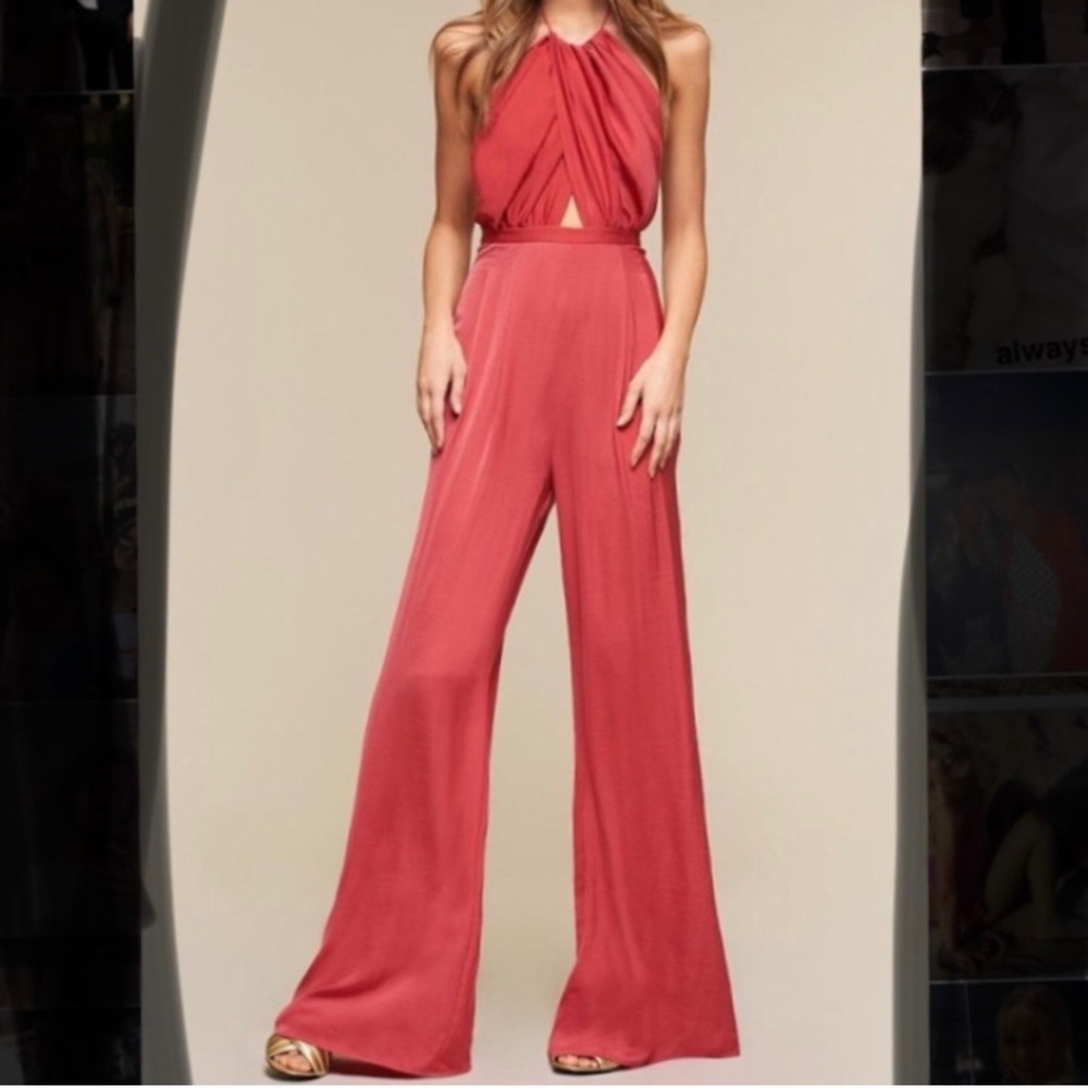 The Jetset Diaries TJD Red Silk Jumpsuit